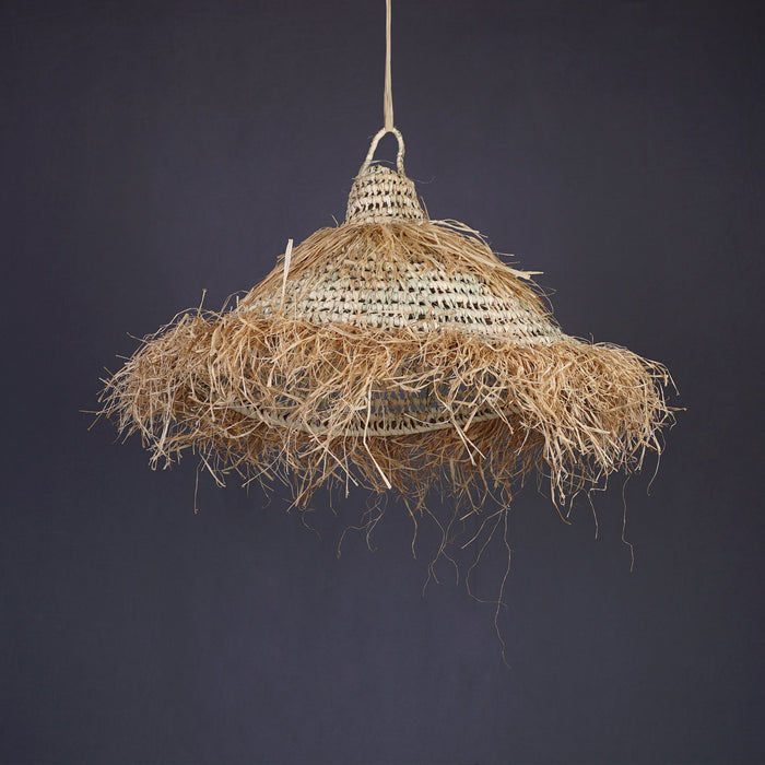 Palm and raffia pendant light Rattan ceiling light Natural lighting - Africancreates