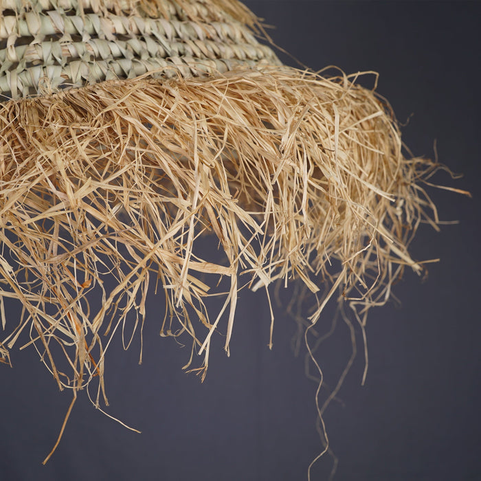 Palm and raffia pendant light Rattan ceiling light Natural lighting - Africancreates