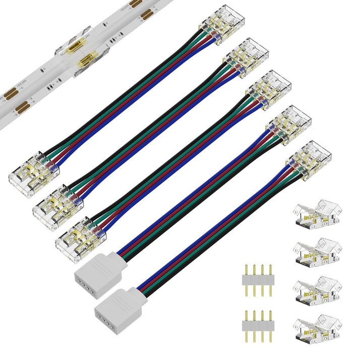 PAUTIX 10mm 4 Pin Connectors Kit for COB RGB LED Strip Lights