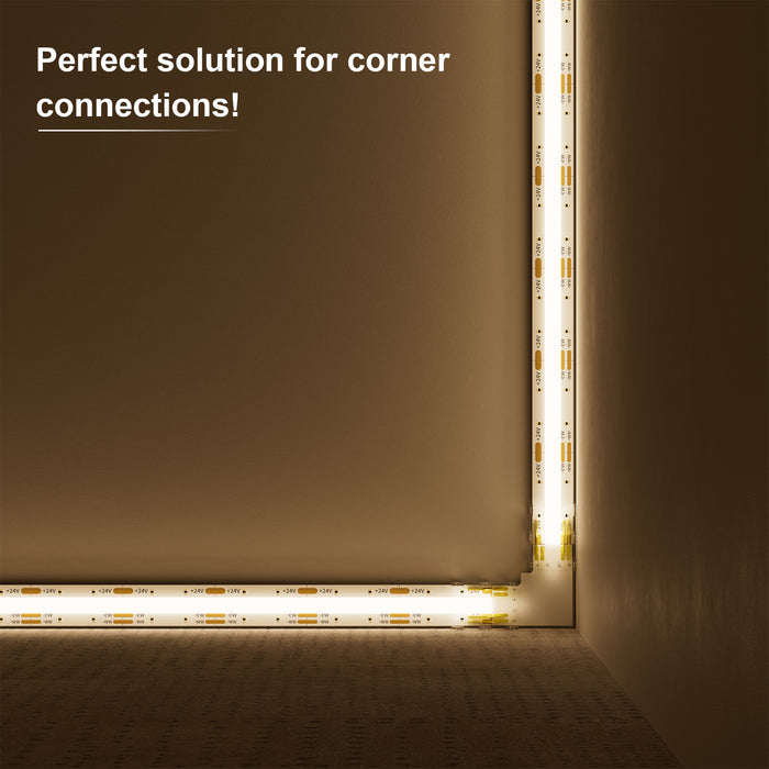 PAUTIX 12pcs 10mm L-Shaped/Corner Connectors for 3-Pin CCT COB LED Strip Lights