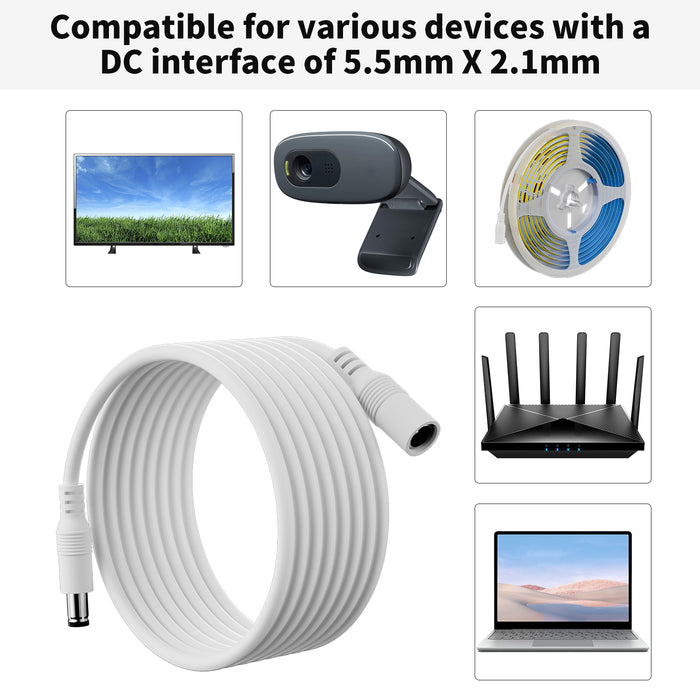 PAUTIX 13ft 2-Pack 20AWG Universal DC 24V Extension Cable （5.5mm x 2.1mm）