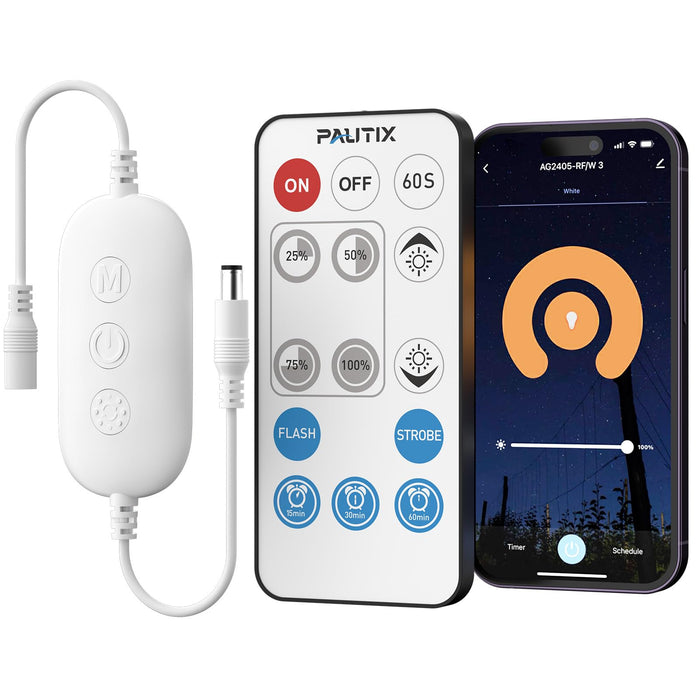 PAUTIX 14-Key Wireless Remote,DC12-24V Controller Kit for 3528/2835/5050 Single Color COB LED Strip Lights,Work with Alexa and Google