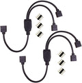 PAUTIX 2-Pack DC 1 Female to 2 Way 4 Pins Splitter Cable for RGB LED Strip