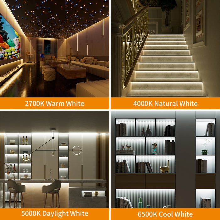 PAUTIX 24V CCT COB LED Strip Lights Kit, 32.8ft,Work with Alexa/Google Assistant