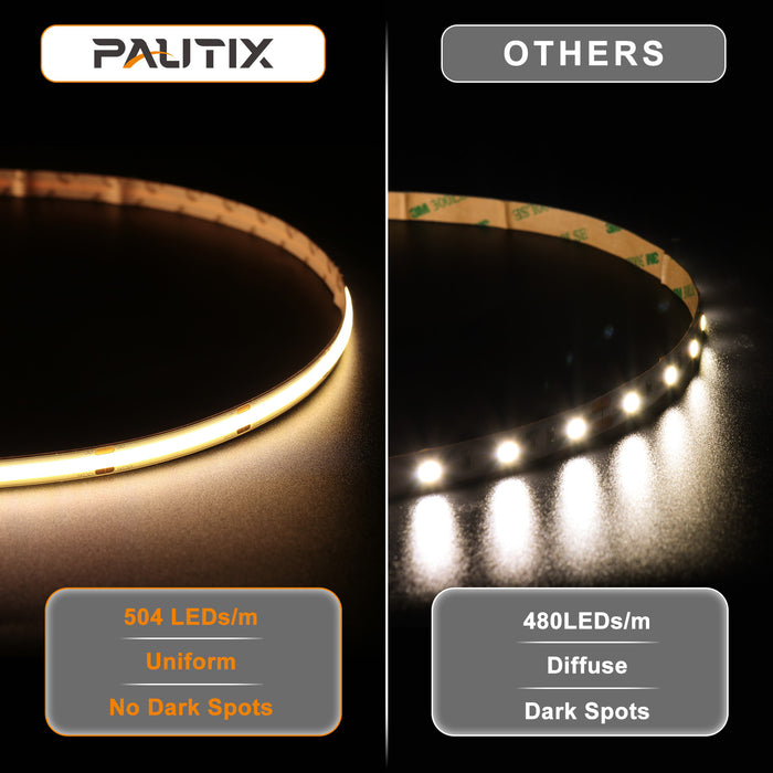 PAUTIX 24V COB LED Strip Lights Kit,24ft/7.5m Dimmable 3000K
