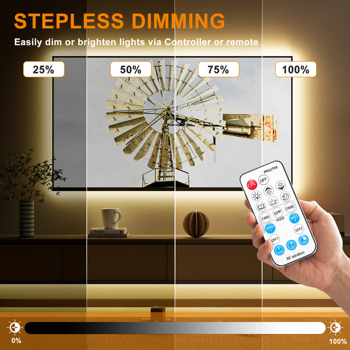 PAUTIX 24V COB LED Strip Lights Kit,24ft/7.5m Dimmable 3000K