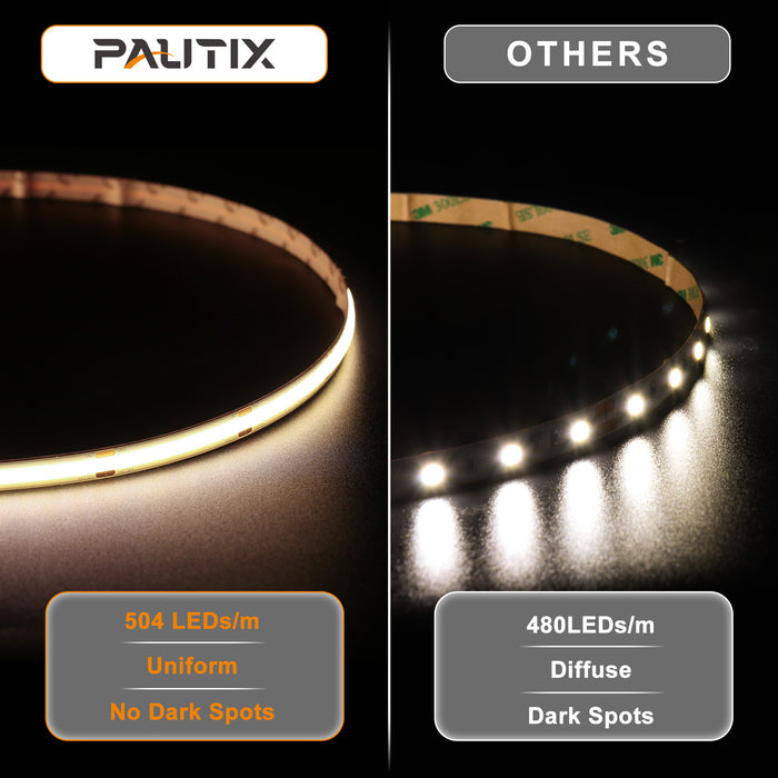 PAUTIX 24V COB LED Strip Lights Kit,24ft/7.5m Dimmable 4000K