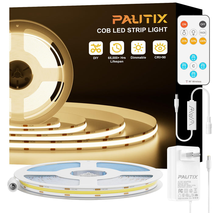 PAUTIX 24V COB LED Strip Lights Kit,32.8ft/10m 3000K