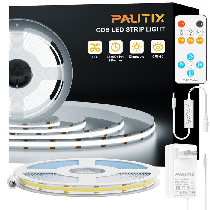 PAUTIX 24V COB LED Strip Lights Kit,32.8ft/10m 6000K