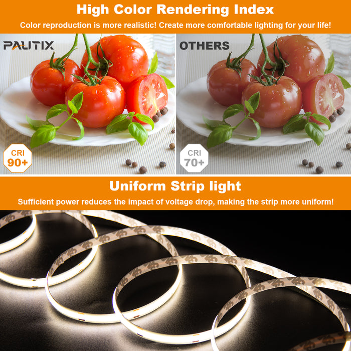 PAUTIX 24V COB LED Strip Lights,32.8ft/10m 4000K