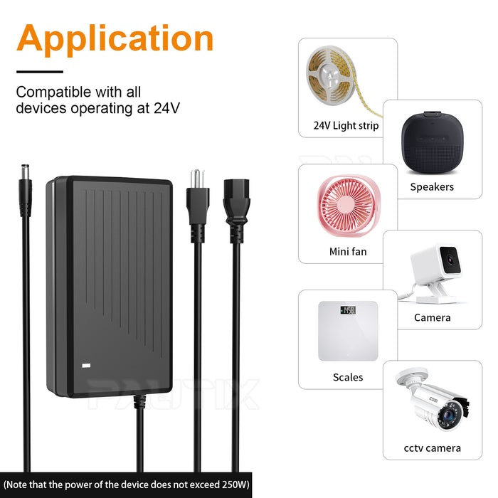 PAUTIX 24V DC Power Supply Adapter 24Volt 10.4A 250W Output