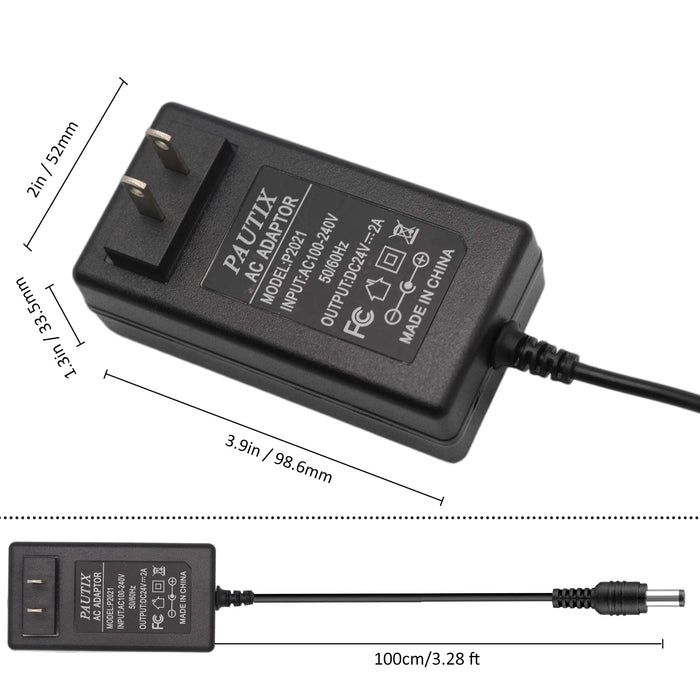 PAUTIX 24V DC Power Supply Adapter 24Volt 2A 48W