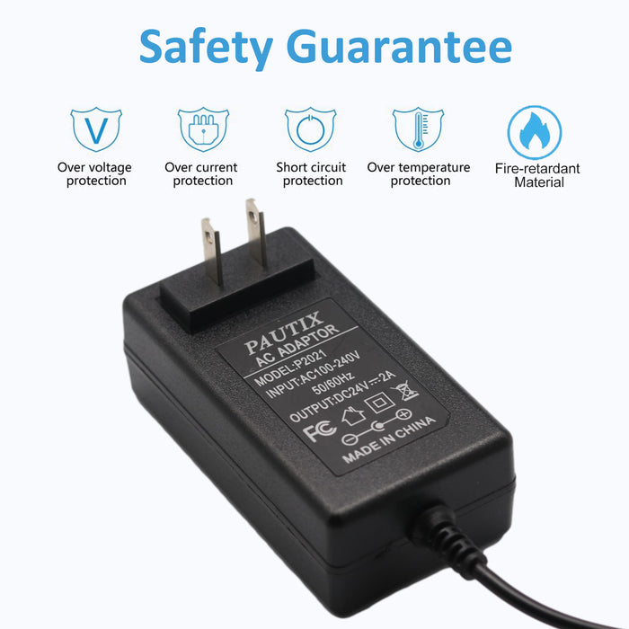 PAUTIX 24V DC Power Supply Adapter 24Volt 2A 48W