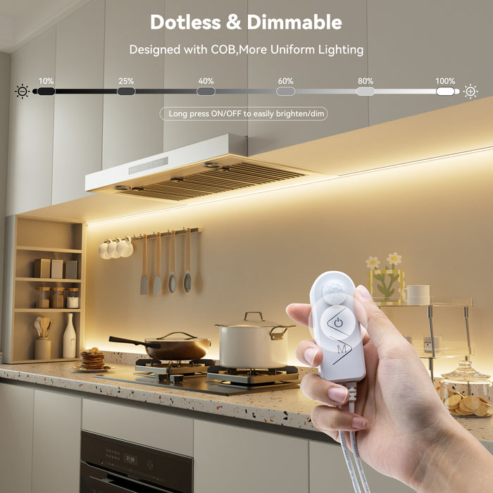 PAUTIX 24V Motion Sensor COB LED Strip Lights,20ft/6.1m,with Dual Lighting Mode