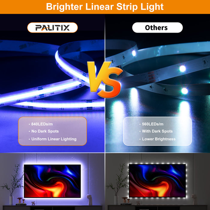PAUTIX 24V RGB COB LED Strip Lights, 32.8ft/10m, 840LEDs/m
