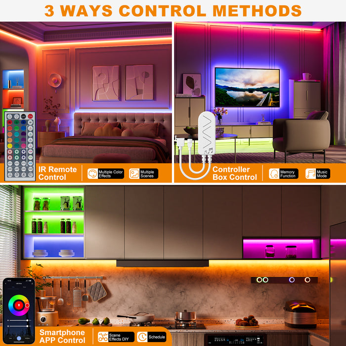 PAUTIX 24V RGB COB LED Strip Lights Kit,9.84ft/3m,Work with Alexa/Google Assistant/Tuya