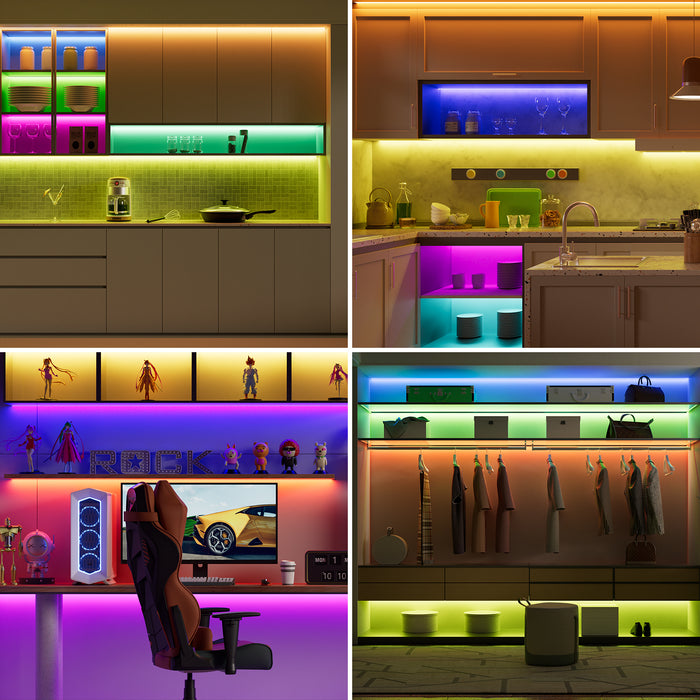 PAUTIX 24V RGB COB LED Strip Lights Kit,9.84ft/3m,Work with Alexa/Google Assistant/Tuya