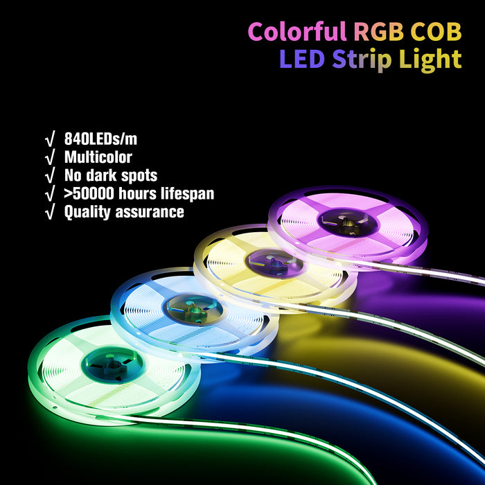 PAUTIX 24V RGB COB LED Strip Lights,24ft/7.5m,6300LEDs