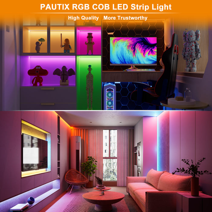 PAUTIX 24V RGB COB LED Strip Lights,24ft/7.5m,6300LEDs