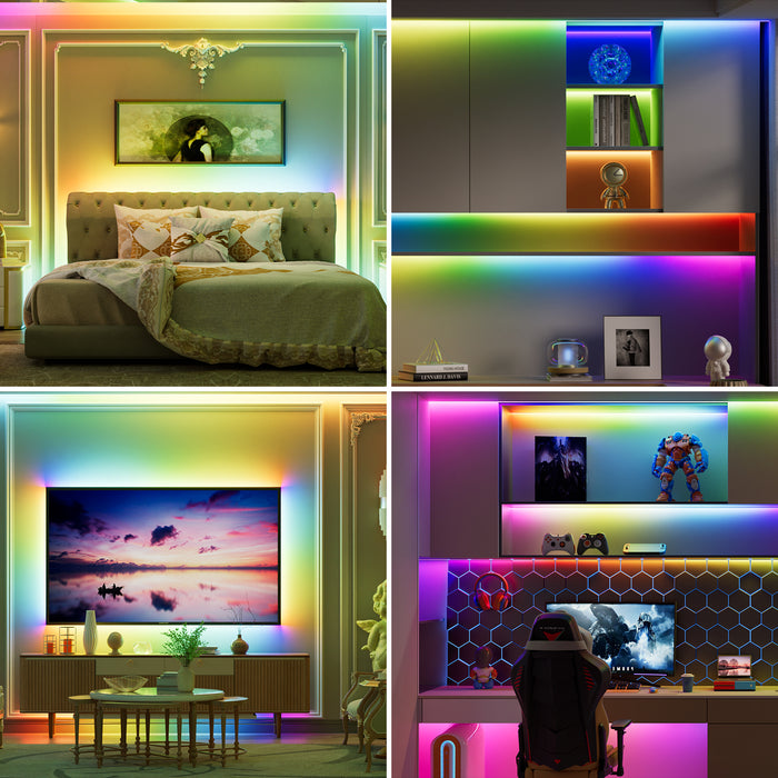 PAUTIX  24V RGB Smart IC COB LED Strip Lights Kit,24ft/7.5m,Work with Alexa/Google Assistant