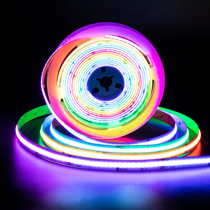 PAUTIX 24V RGB Smart IC COB LED Strip Lights,16.4ft/5m Addressable Color Flowing Strip Light(Only Strip Light )