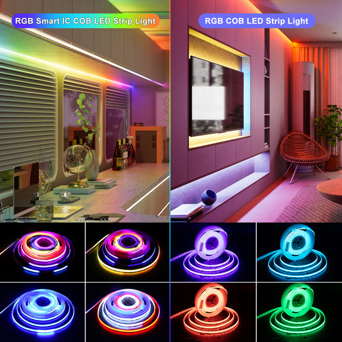 PAUTIX 24V RGB Smart IC COB LED Strip Lights,20ft/6.1m Addressable,720LEDs/m