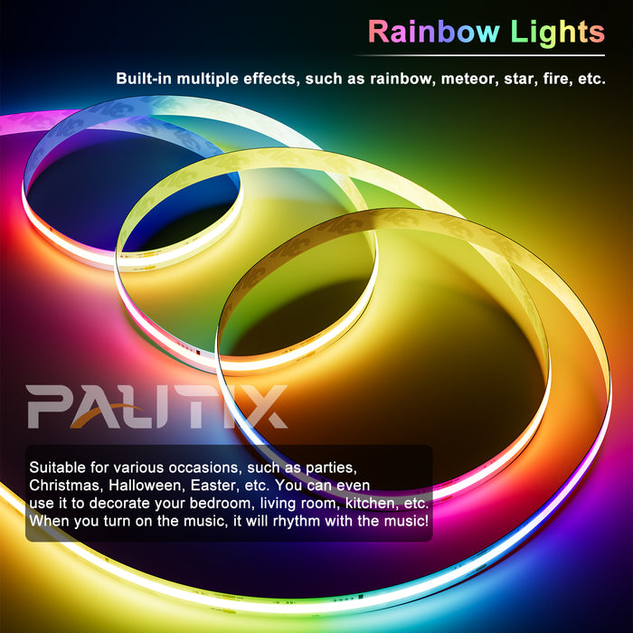PAUTIX 24V RGB Smart IC COB LED Strip Lights,24ft/7.5m Addressable