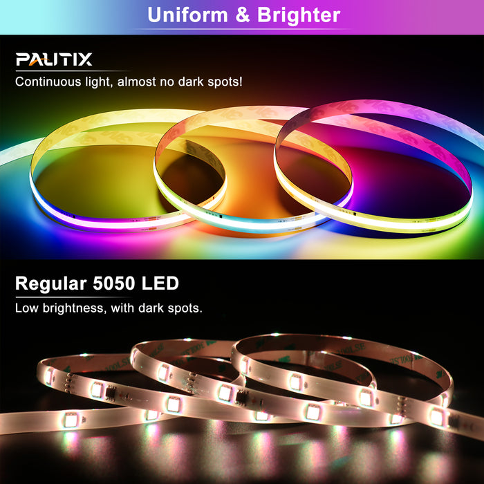 PAUTIX 24V RGB Smart IC COB LED Strip Lights,24ft/7.5m Addressable