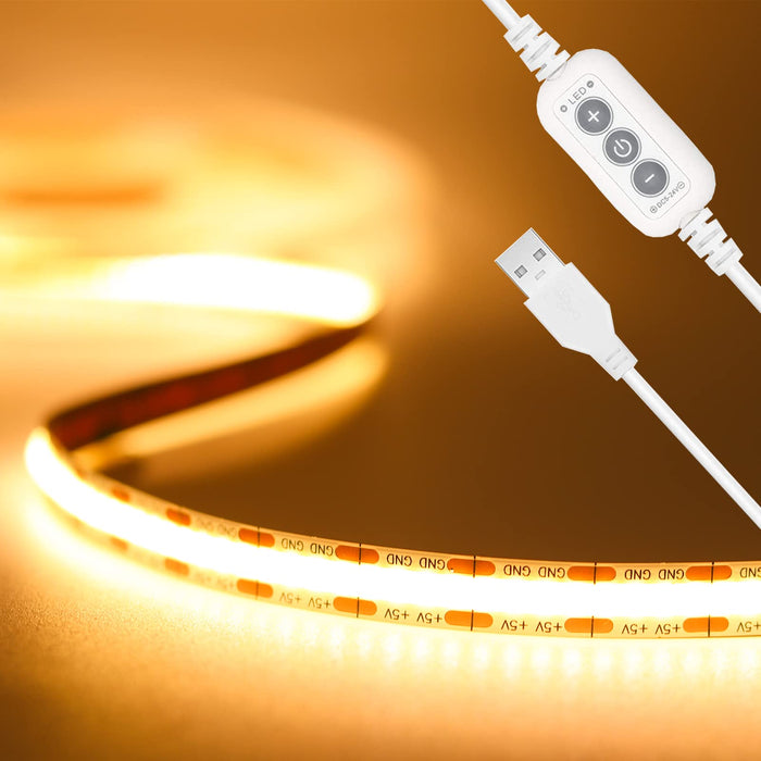 PAUTIX 5V USB COB LED Strip Lights, 6.56ft/2m 2700K,640LEDs
