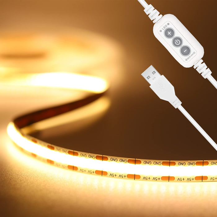 PAUTIX 5V USB COB LED Strip Lights, 6.56ft/2m 3000K,640LEDs