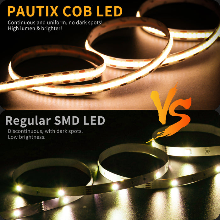 PAUTIX 5V USB COB LED Strip Lights, 6.56ft/2m 3000K,640LEDs