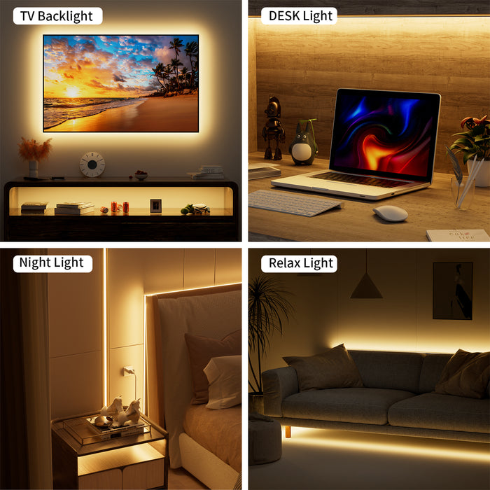 PAUTIX 5V USB COB LED Strip Lights,6.56ft/2m Dimmable 2700K,640LEDs