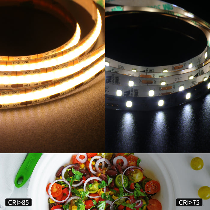 PAUTIX 5V USB COB LED Strip Lights,6.56ft/2m Dimmable 2700K,640LEDs