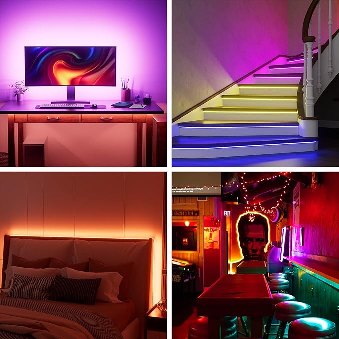 PAUTIX 5V USB RGB COB LED Strip Lights,4.92ft/1.5m,with Bluetooth Control