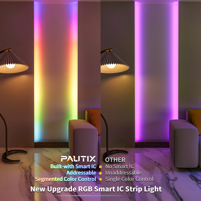 PAUTIX 5V USB RGB Smart IC COB LED Strip Lights,9.84ft/3m,Work with Alexa/Google Assistant