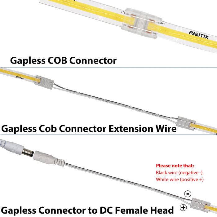 PAUTIX 8mm Connectors Kit for 2-Pin COB LED Strip Lights