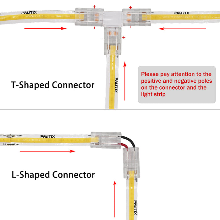 PAUTIX 8mm Connectors Kit for 2-Pin COB LED Strip Lights