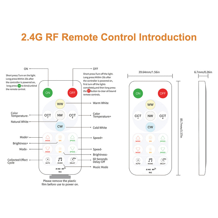 PAUTIX CCT LED Controller Kit SP642E,App Control 2.4G RF Wireless Remote Control