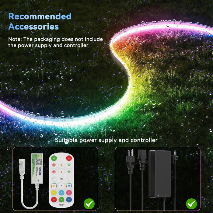 PAUTIX IP67 Waterproof RGB Smart IC COB LED Strip Light 16.4ft/5m