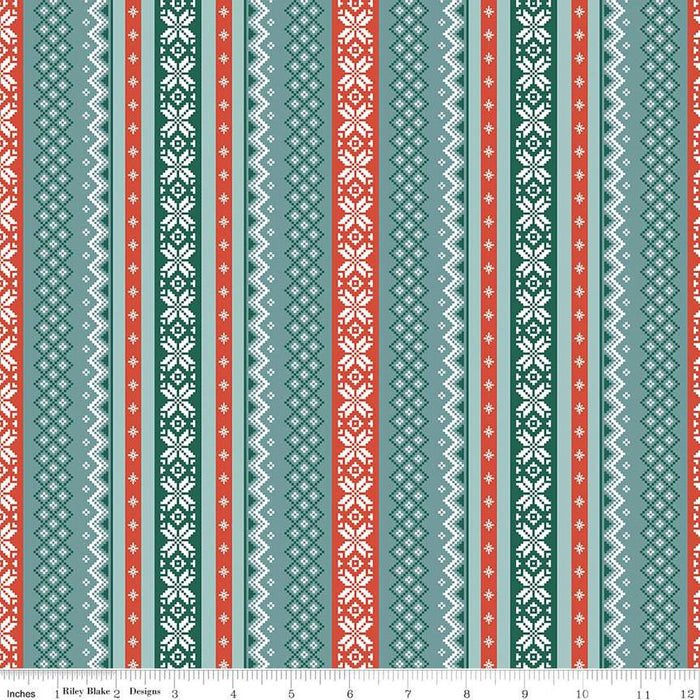 Ski Hill Sweater Teal Cotton Fabric