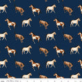 Pillowcase - Wild Rose Horses Navy Cotton