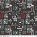 Woodsman Text Black Cotton Fabric