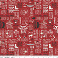 Woodsman Text Red Cotton Fabric