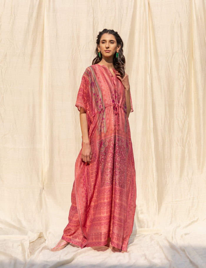 Pink Cotton Silk  Kaftan