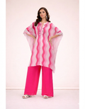 Pink printed kaftan co-ord set with breezy fit for summer and festive wear