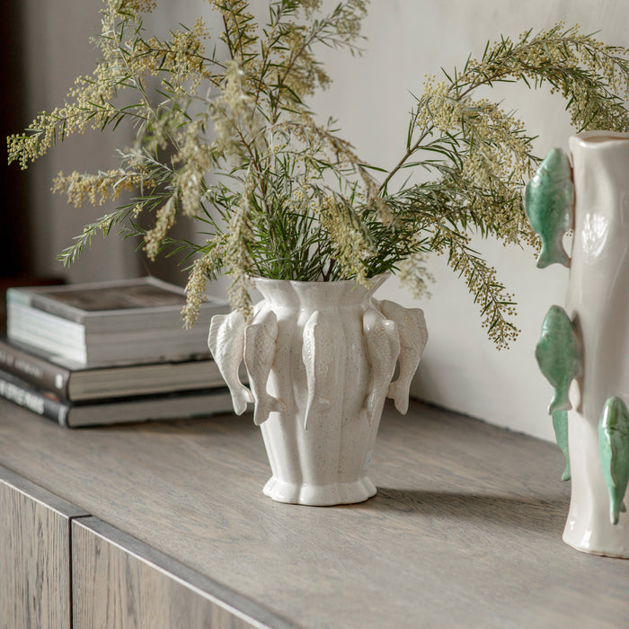 Portloe White Fish Vase