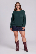 Raw Edge Cropped Hunter Green Sweater - Curvy Available