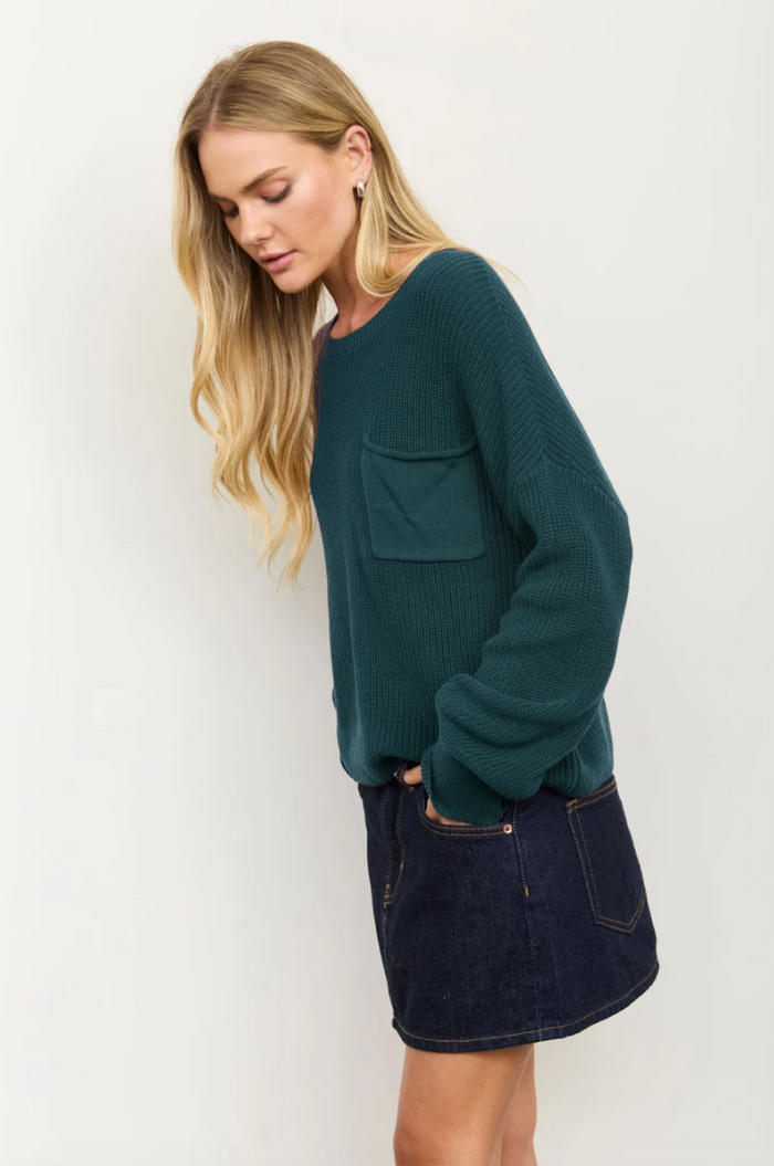 Raw Edge Cropped Hunter Green Sweater - Curvy Available
