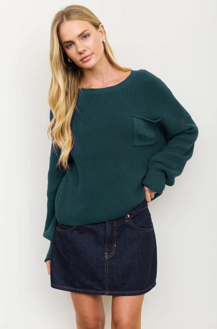 Raw Edge Cropped Hunter Green Sweater - Curvy Available