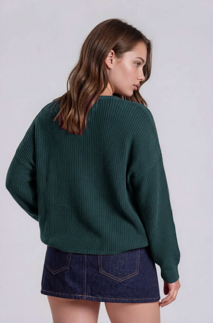 Raw Edge Cropped Hunter Green Sweater - Curvy Available